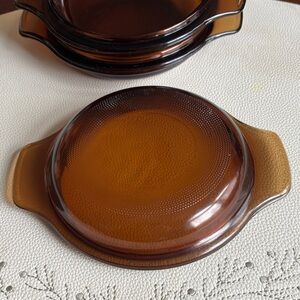 Vintage Amber Glass Baking Dish Lids set of 3